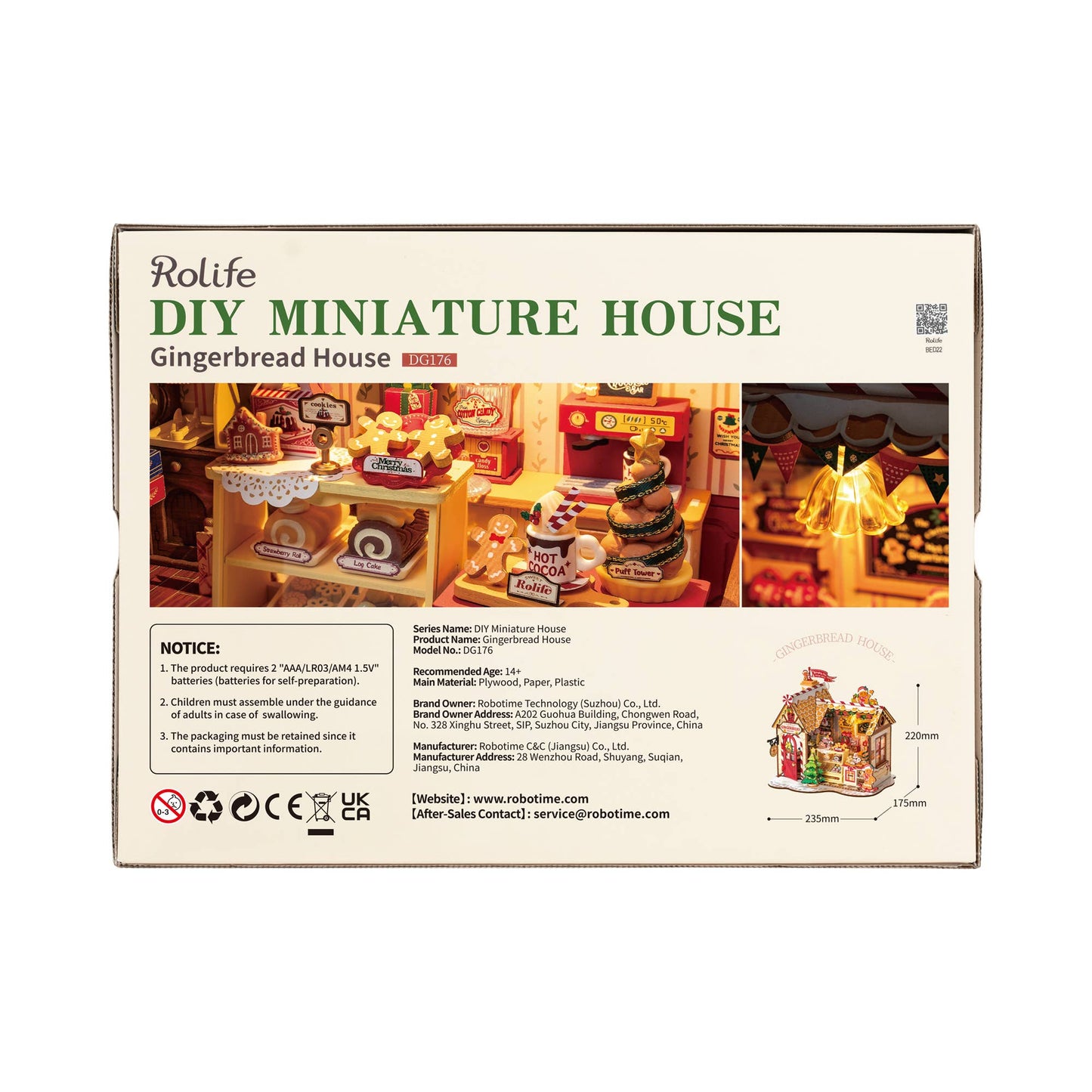 DG176 Rolife Gingerbread House Xmas DIY Miniature House