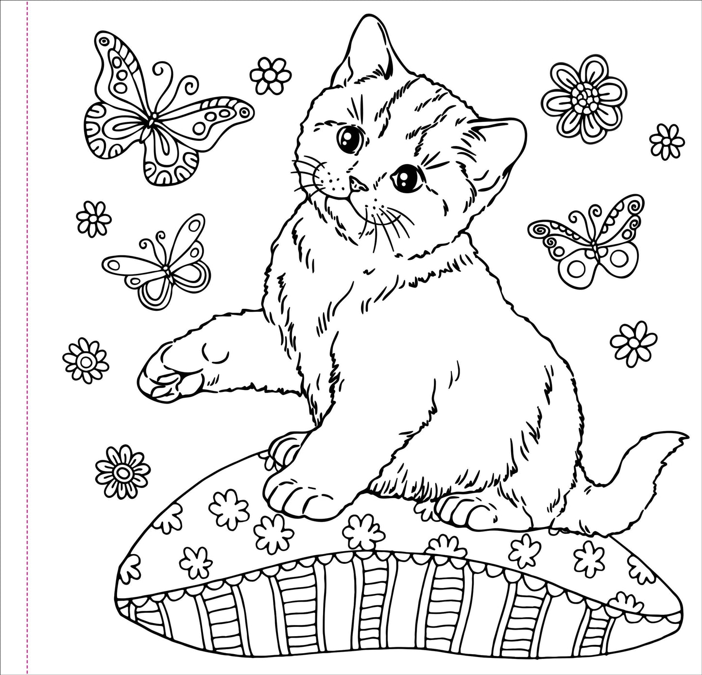 Cute and Curious Cats Adult Coloring Book