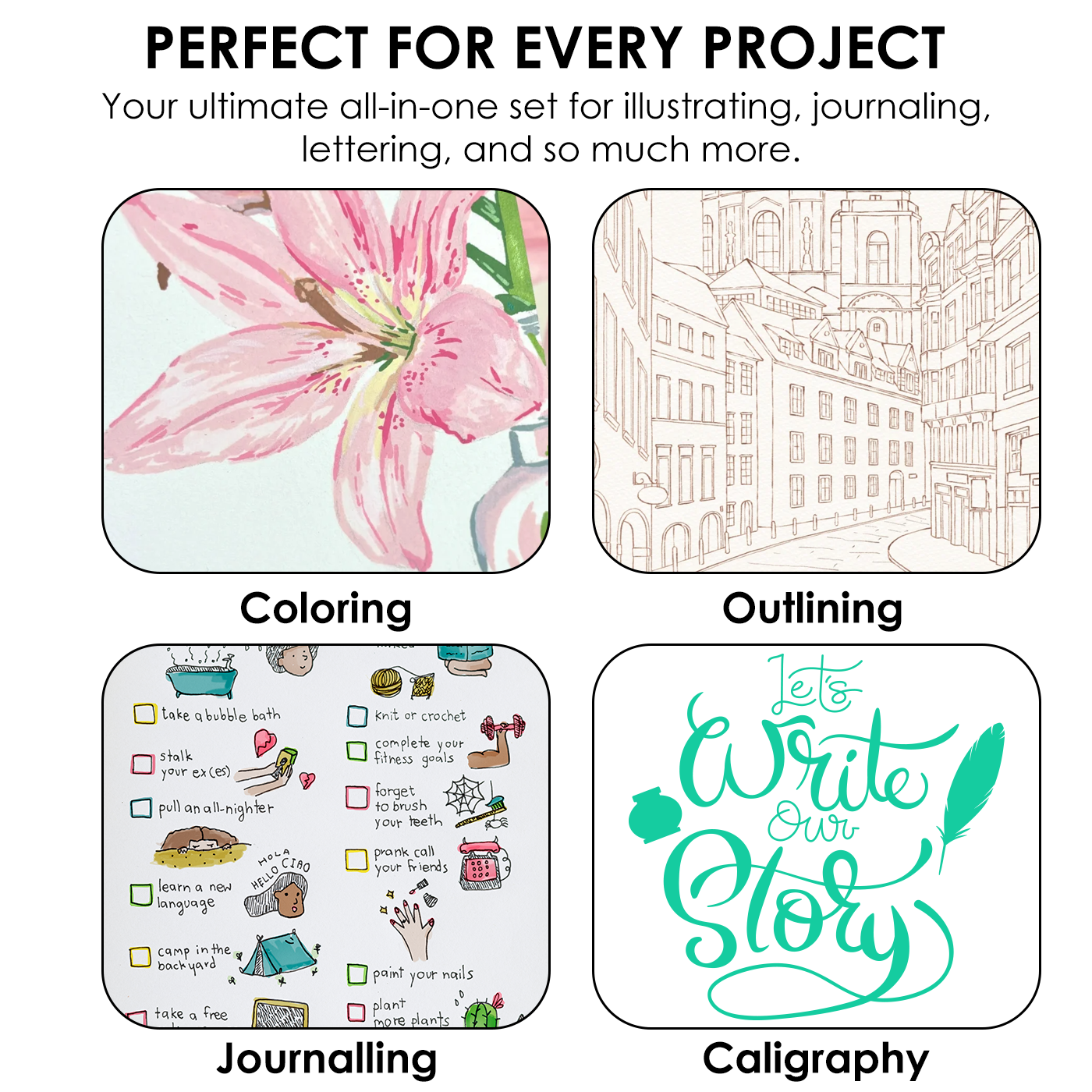 Dual Tip Water-Based Sketch Marker Set of 100