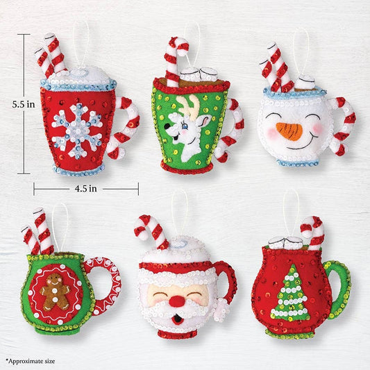 Cozy Christmas Felt Ornaments Set of 6