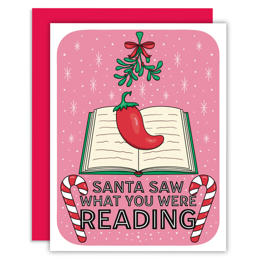 Santa Saw What You Were Reading Bookish Greeting Card