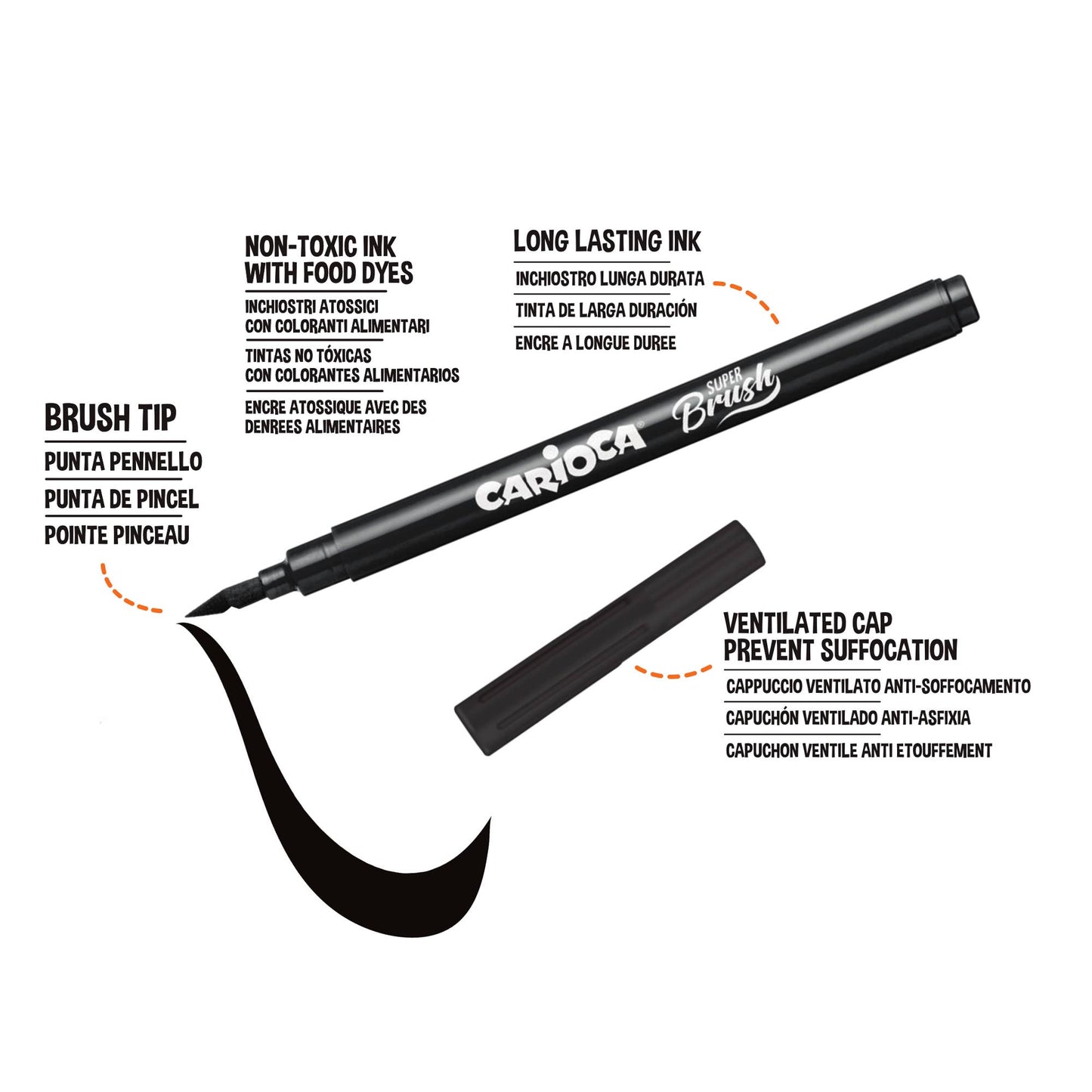 Carioca Super-Brush Fine Tip Washable Markers 10 pc