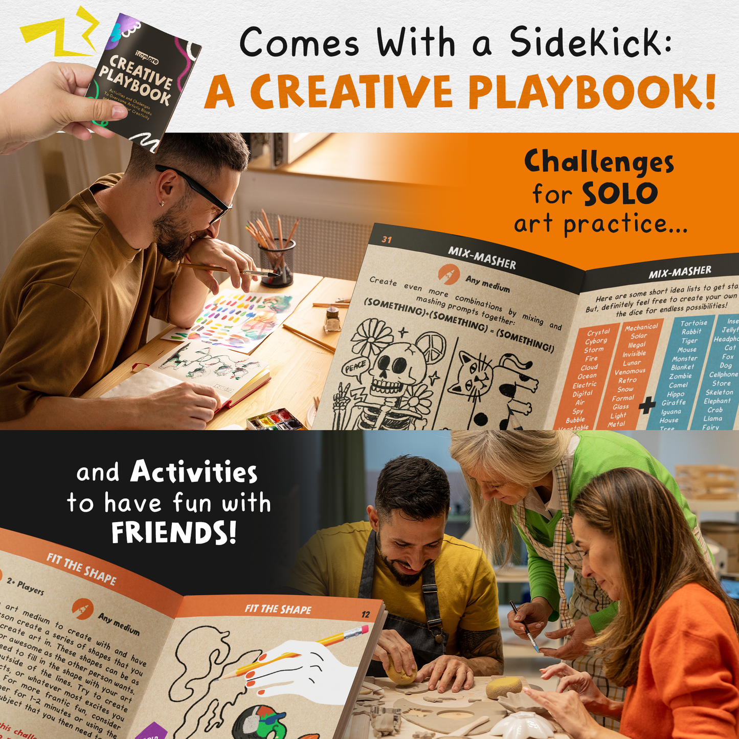 Art Dice – 10 Colorful 12-Sided Dice with Prompt Words