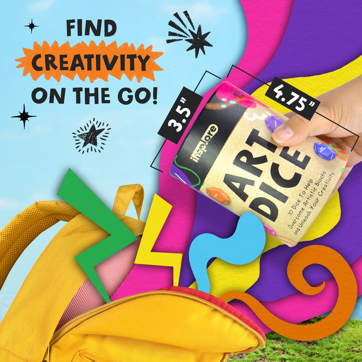 Art Dice – 10 Colorful 12-Sided Dice with Prompt Words