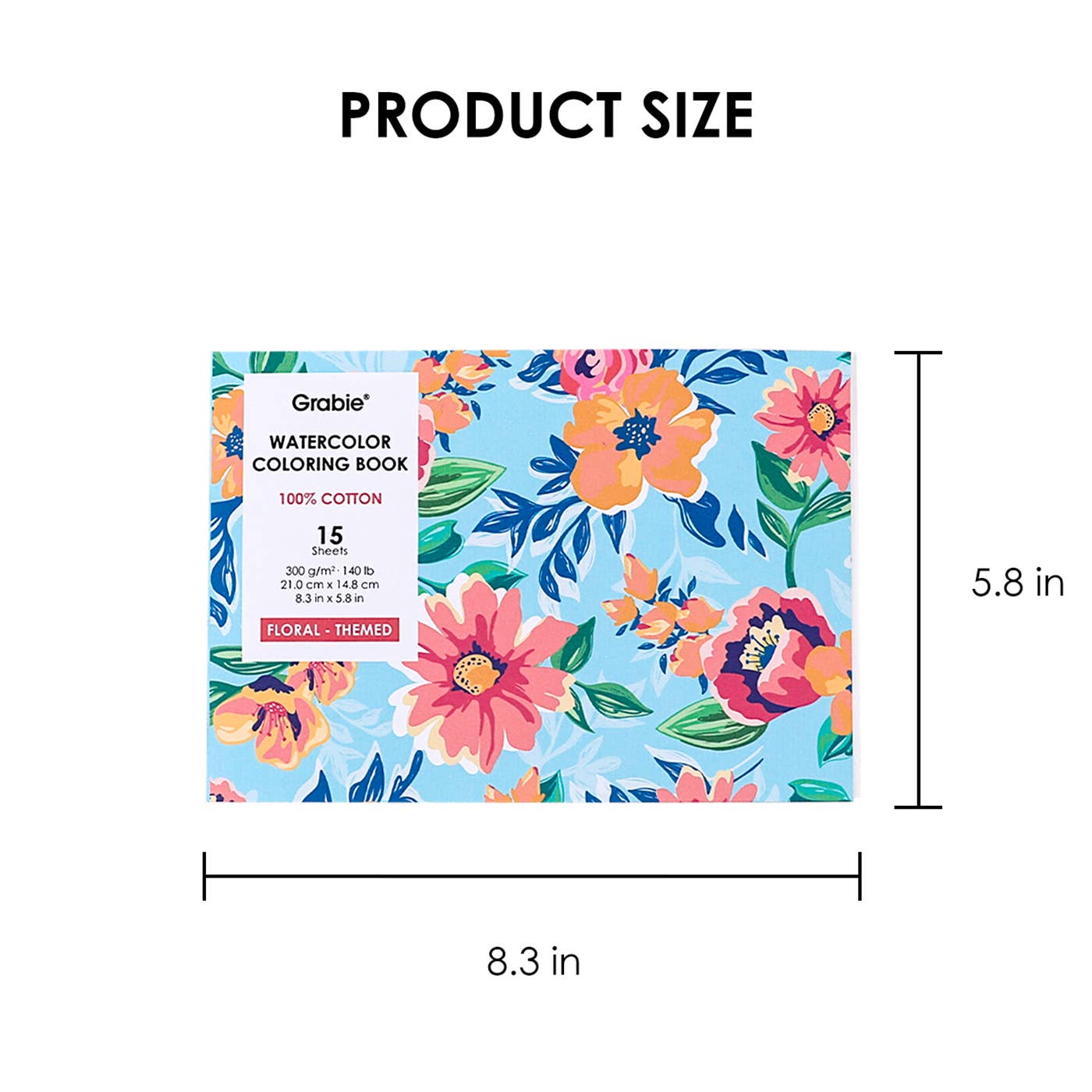 Grabie 15 Sheets 140LB Floral-Themed Watercolor Coloring Book
