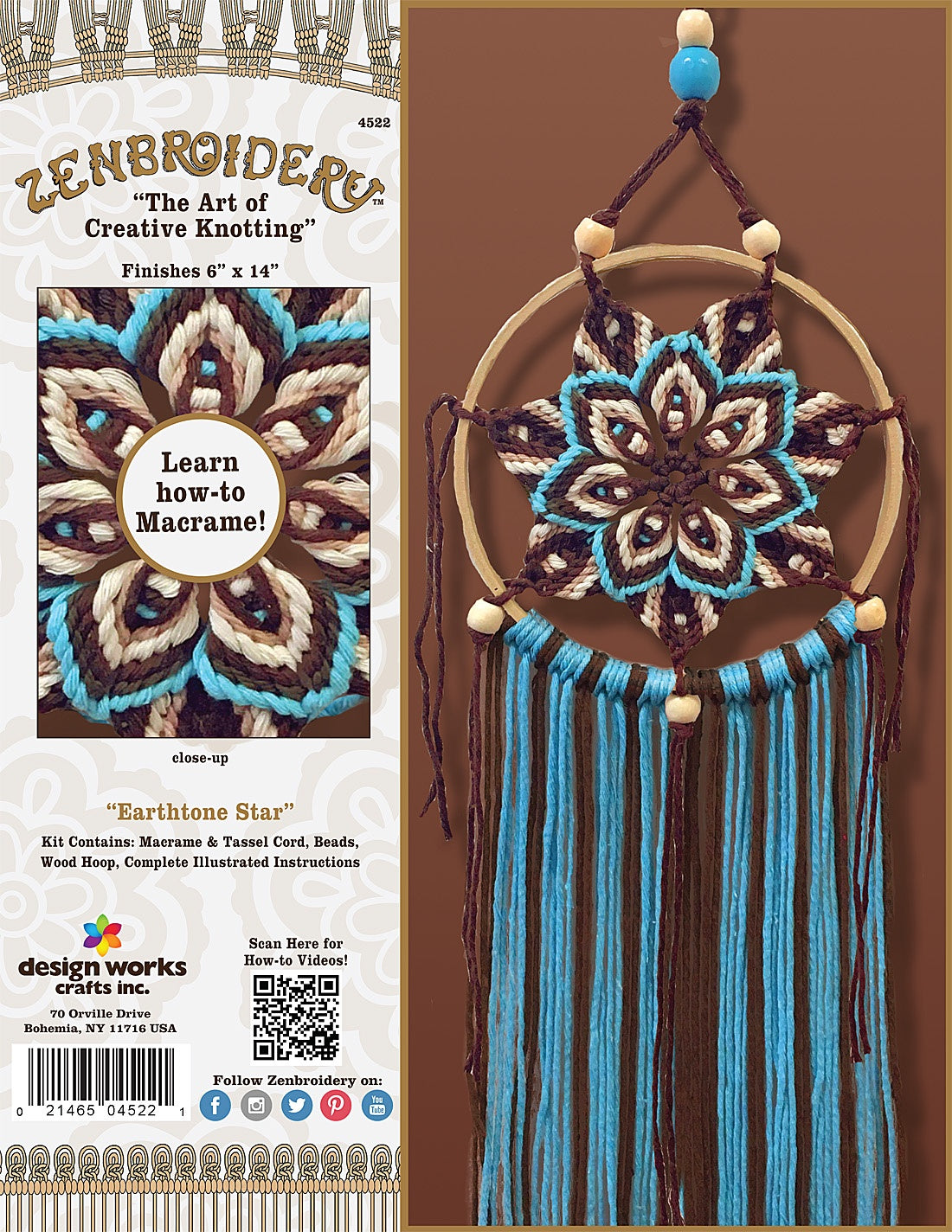 Design Works/Zenbroidery Macrame Wall Hanging Kit 6"X16"