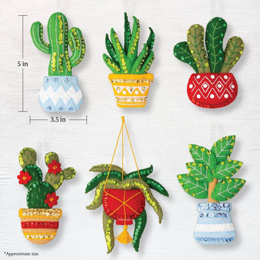 Holiday Houseplants Felt Ornament Kit set of 6