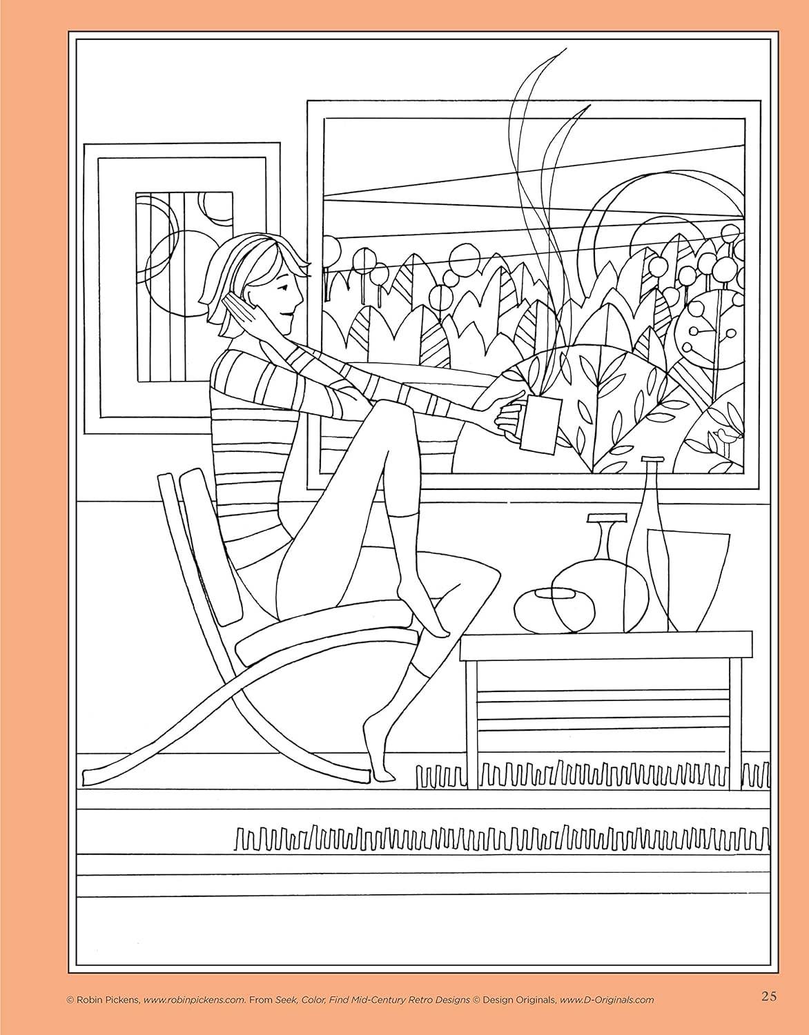 Seek, Color, Find Mid-Century Retro Designs