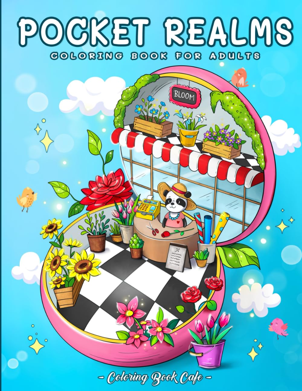 Pocket Realms: A Coloring Book for Adults Featuring Mini Worlds with Cute Characters and Tiny Items for Stress Relief and Relaxation