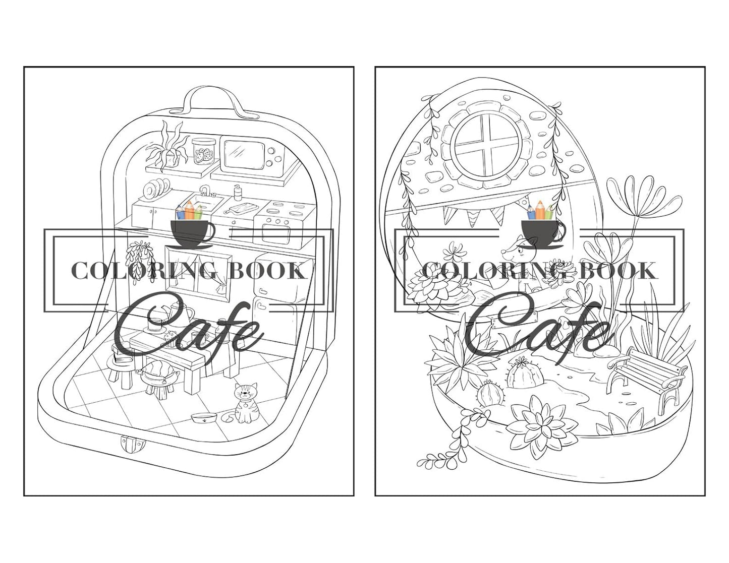 Pocket Realms: A Coloring Book for Adults Featuring Mini Worlds with Cute Characters and Tiny Items for Stress Relief and Relaxation
