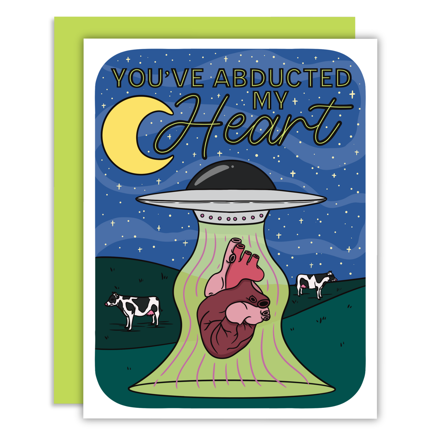 You've Abducted My Heart Alien UFO Greeting Card, Space