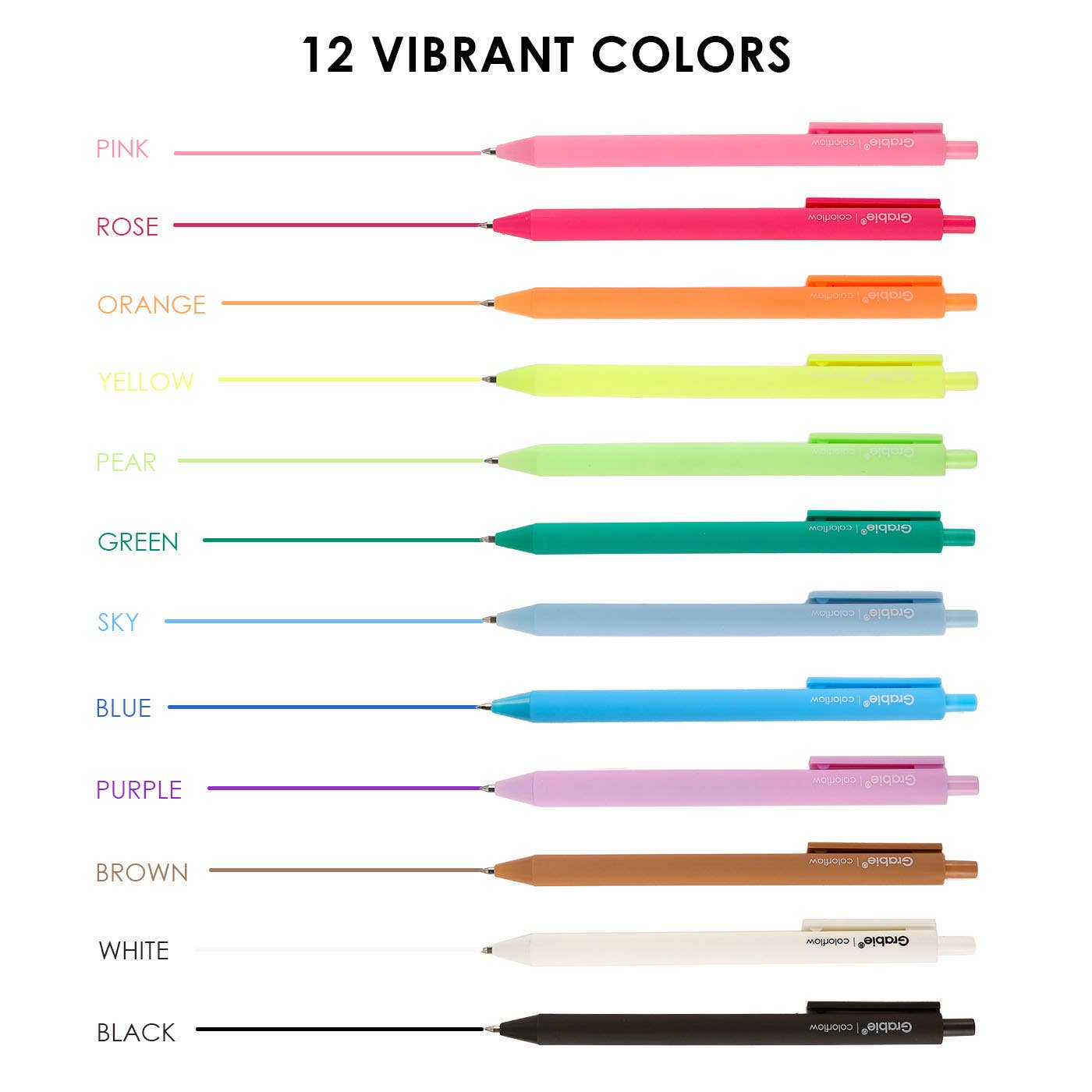 Retractable Colorflow Acrylic Gel Pen Set of 12