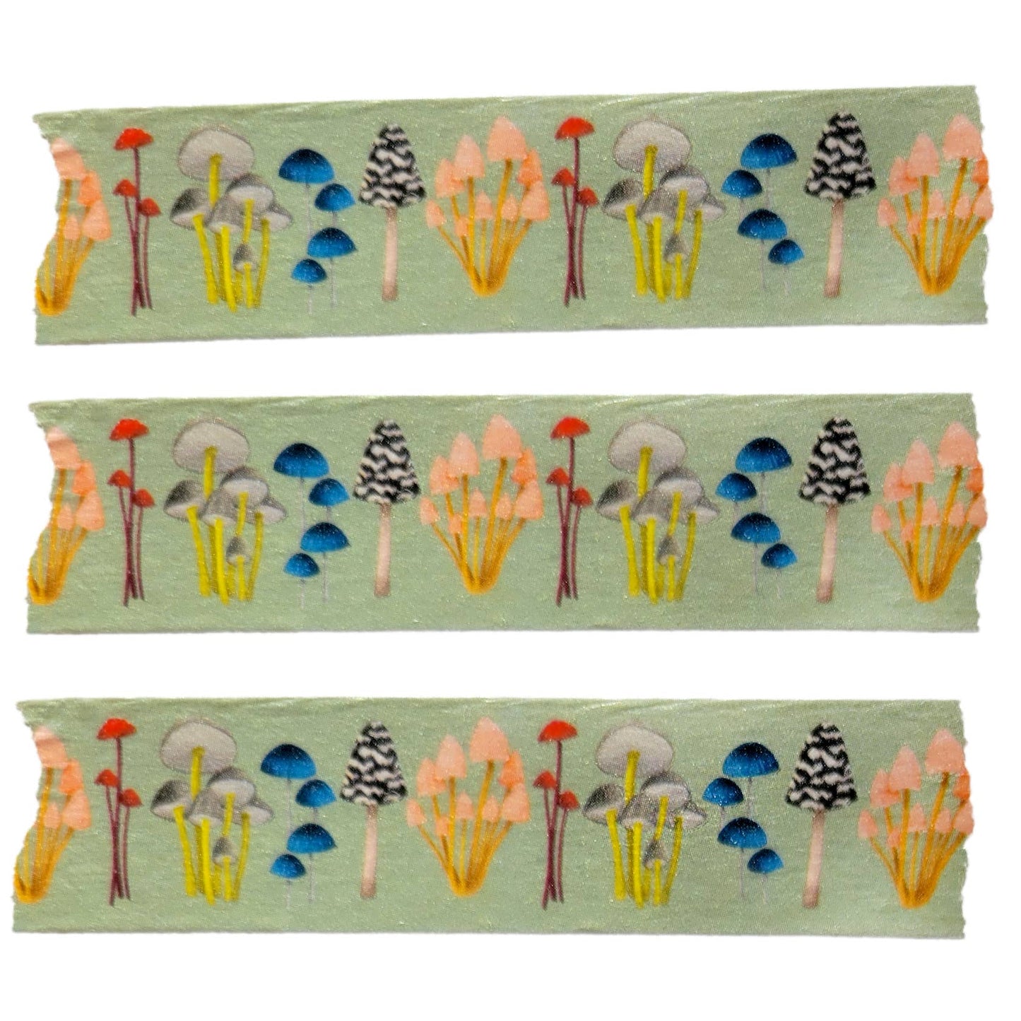 Mushroom Fungi Washi Tape on Soft Green