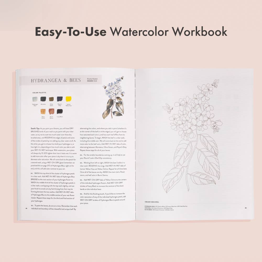 Watercolor Workbook: Flowers, Feathers, And Animal Friends