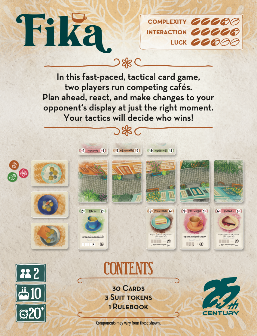Fika - 2-Player Card Game, Age 10+