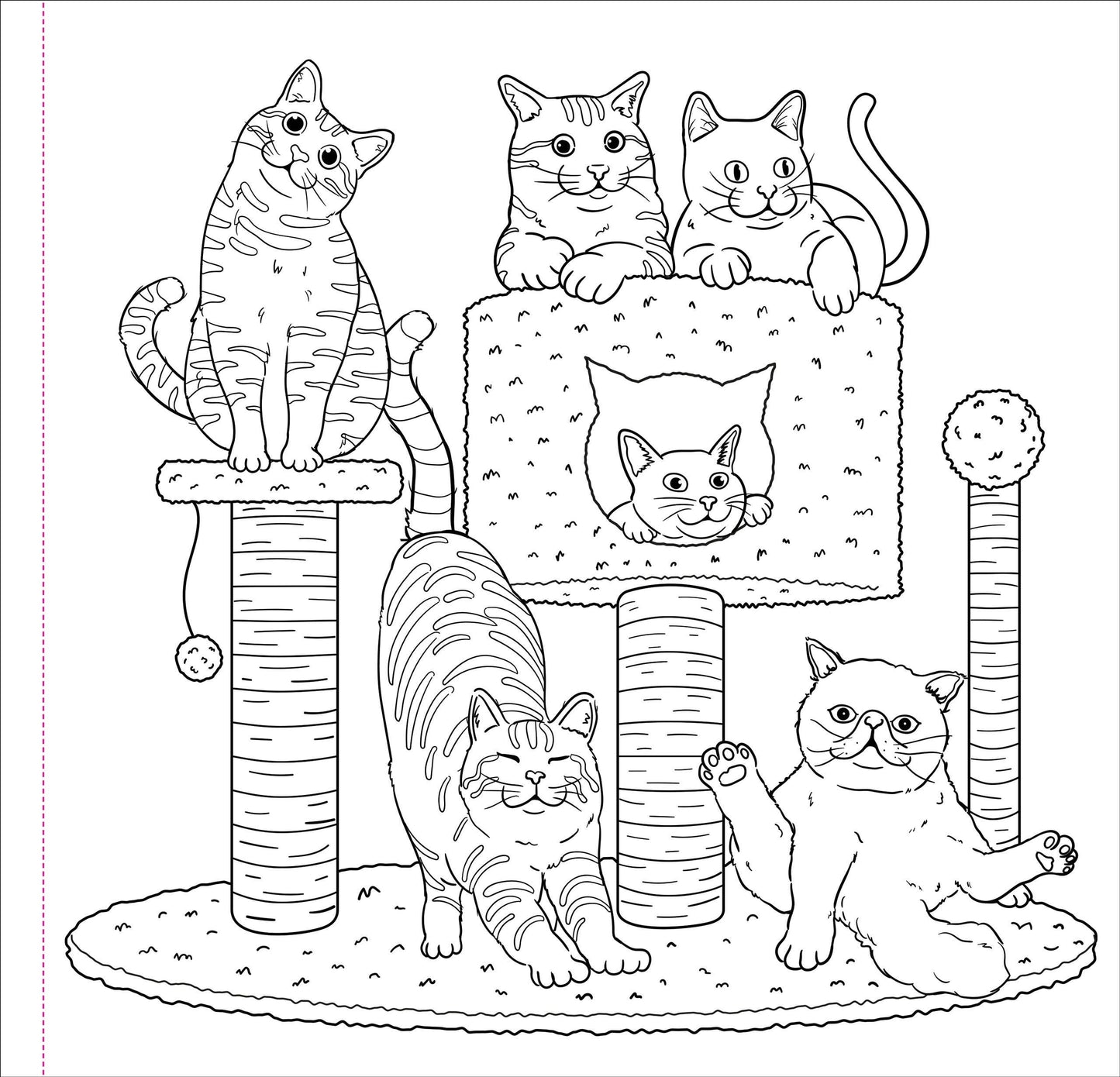 Cute and Curious Cats Adult Coloring Book
