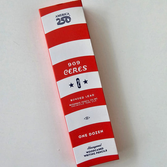 Red and white striped box with text on a light gray background