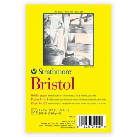 Bristol Smooth Board Tape Top 20 Sheets 100Lb 4X6