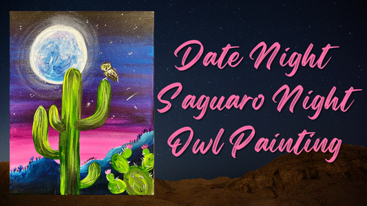 Date Night - Saguaro Night Owl Painting