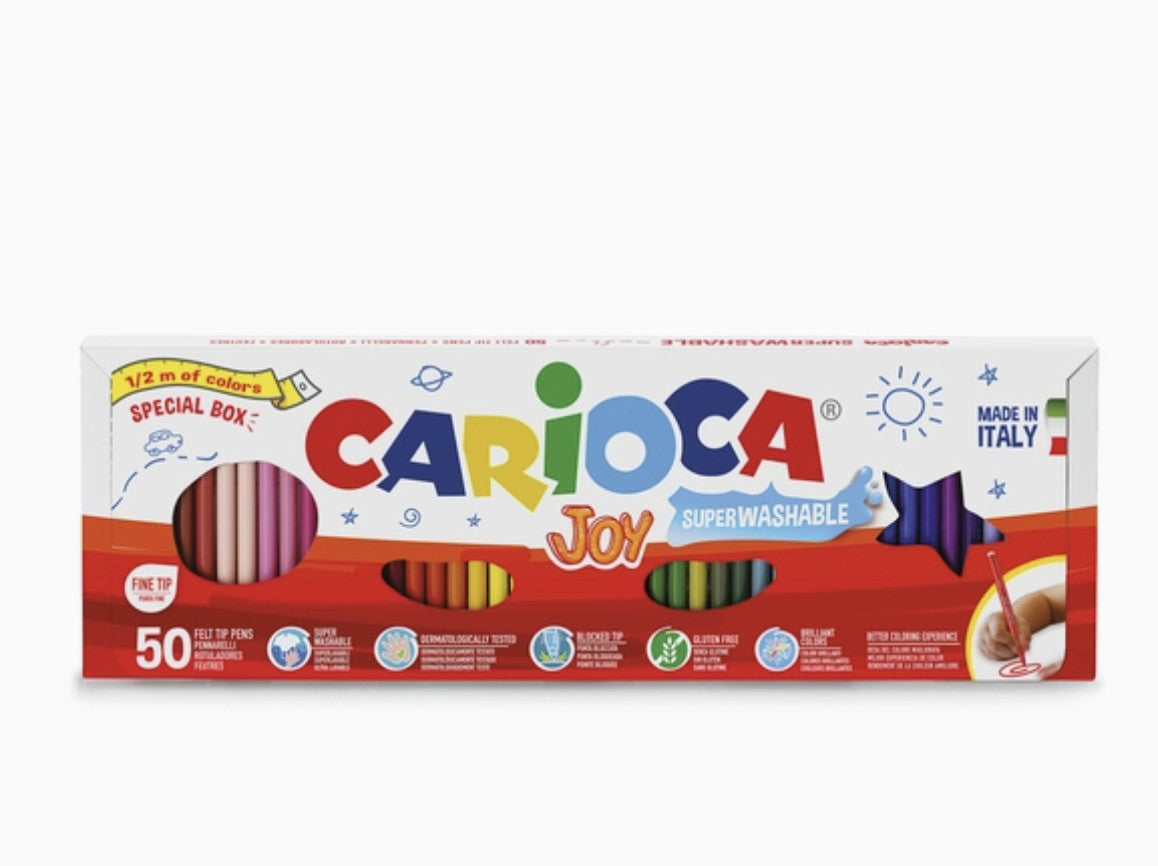Carioca Joy Superwashable Felt Tip Pens 50Pc Set