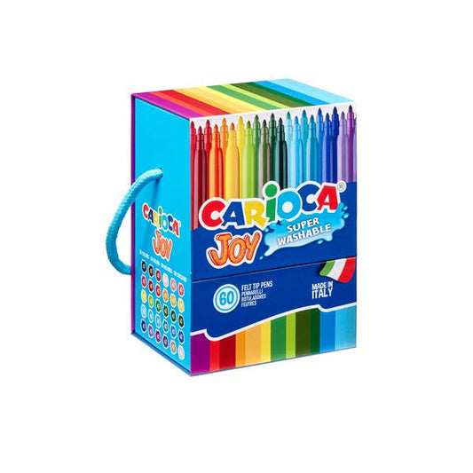 Carioca Joy Fine Tip Washable Markers, Hard Box, 60 pcs