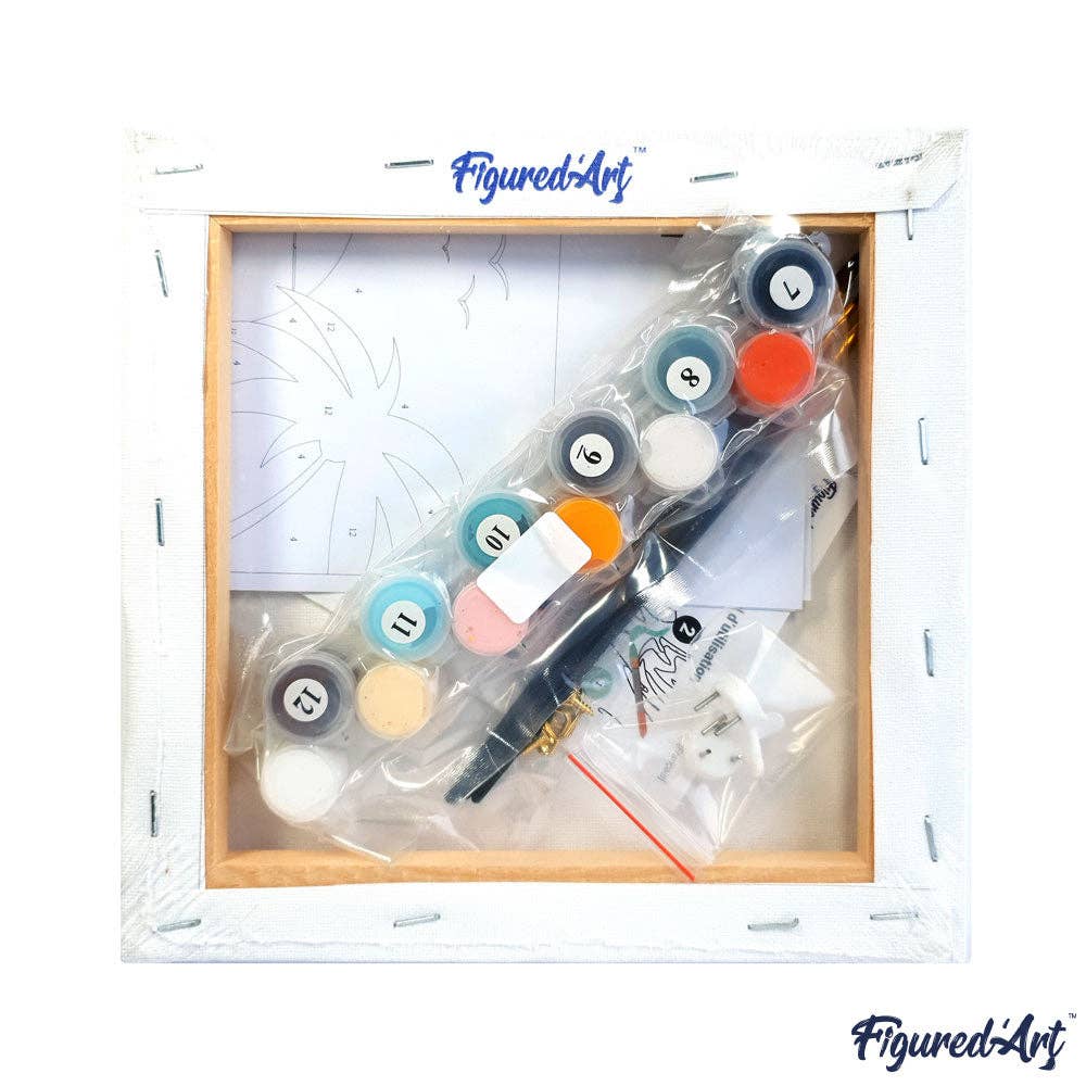 Mini Paint by numbers framed - White Horse And Flowers