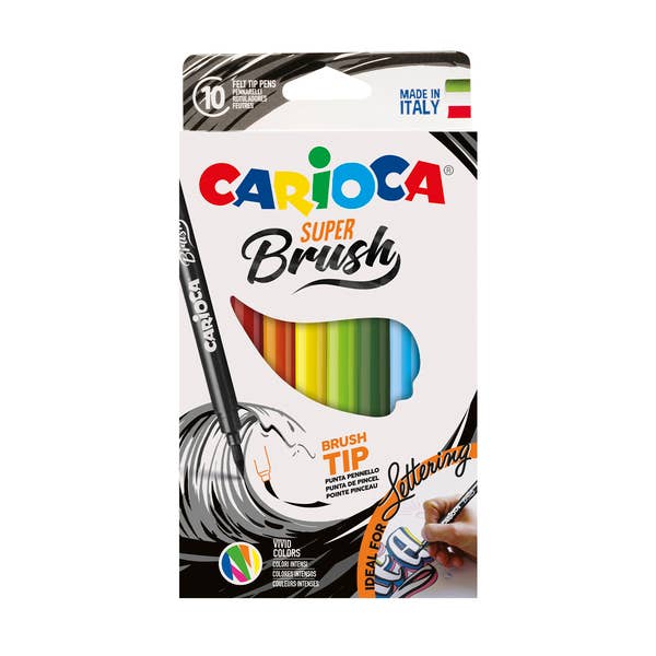 Carioca Super-Brush Fine Tip Washable Markers 10 pc