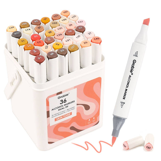 Dual-Tip Skin Tone Alcohol-Based Marker Set of 36