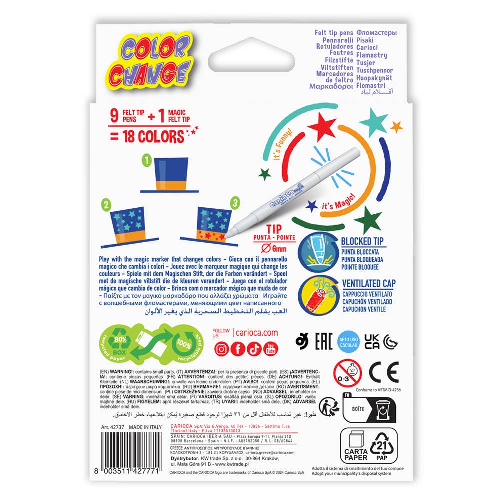Carioca Magic Color-Change Markers, 10 pcs