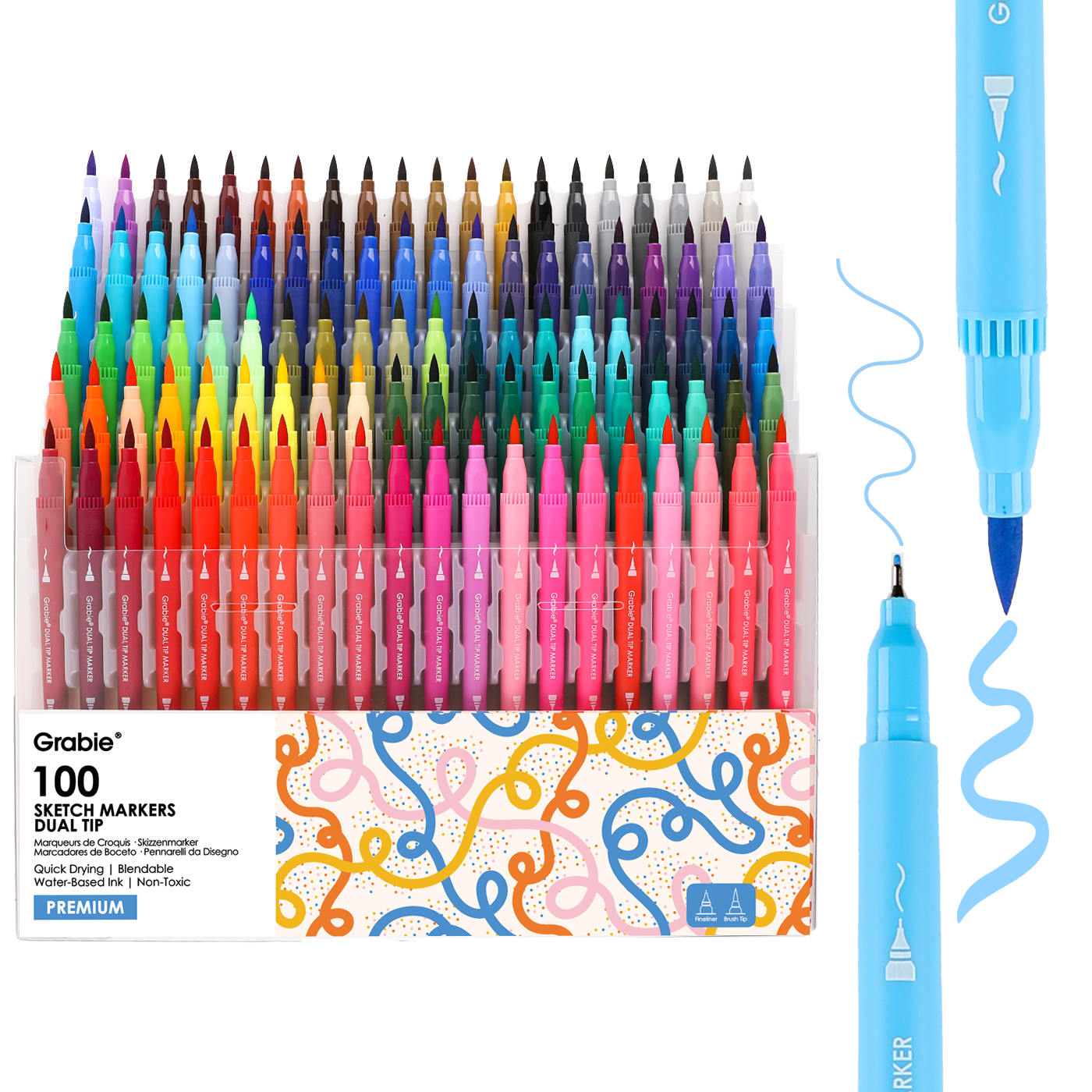 Dual Tip Water-Based Sketch Marker Set of 100