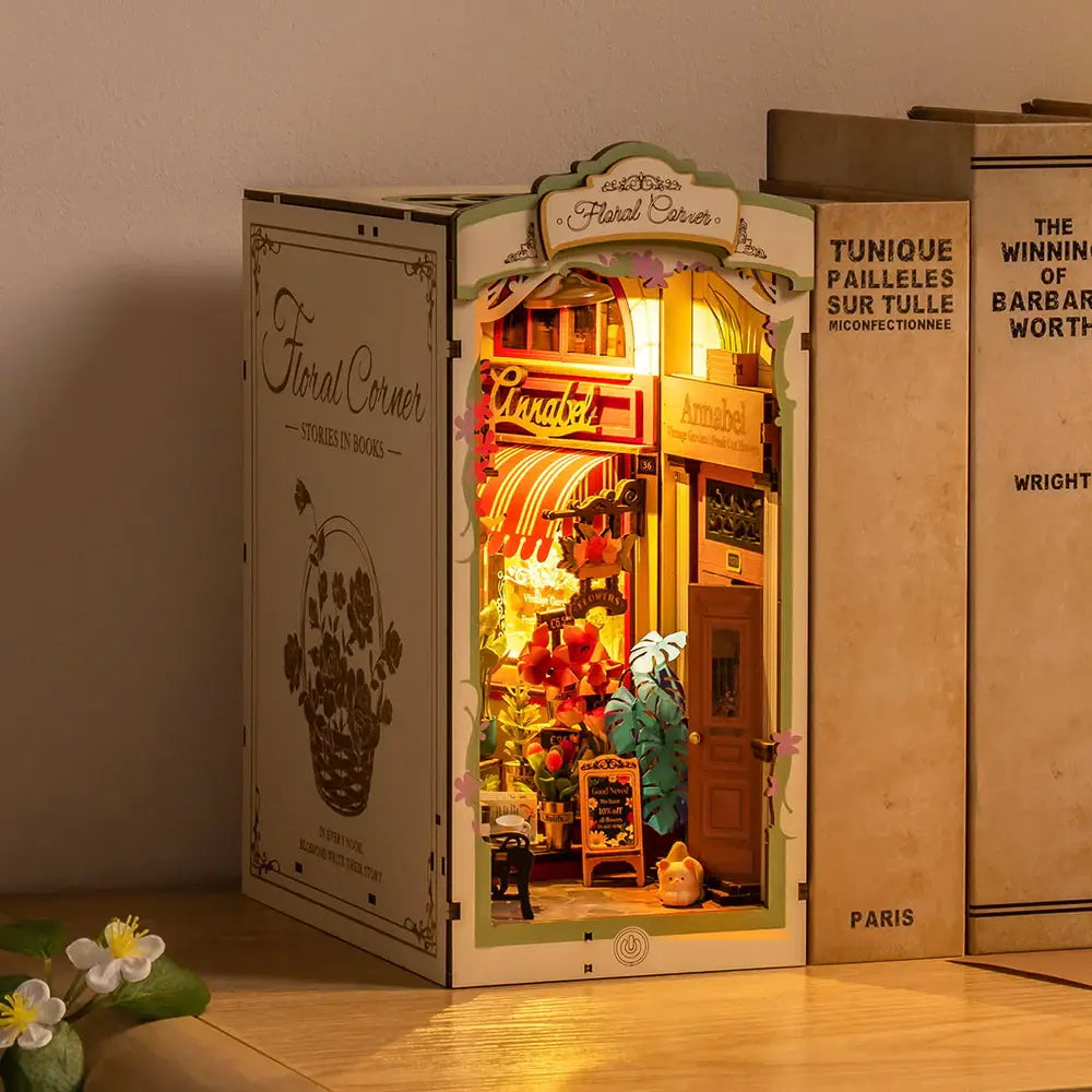 TGB09 Rolife Floral Corner DIY Book Nook Shelf Insert Kit