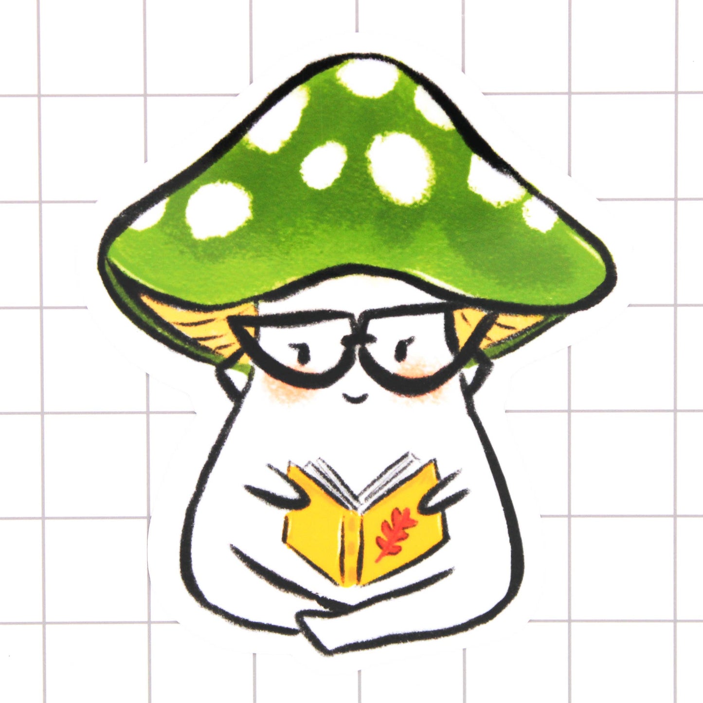 Bookish Mushroom Buddy Vinyl Sticker