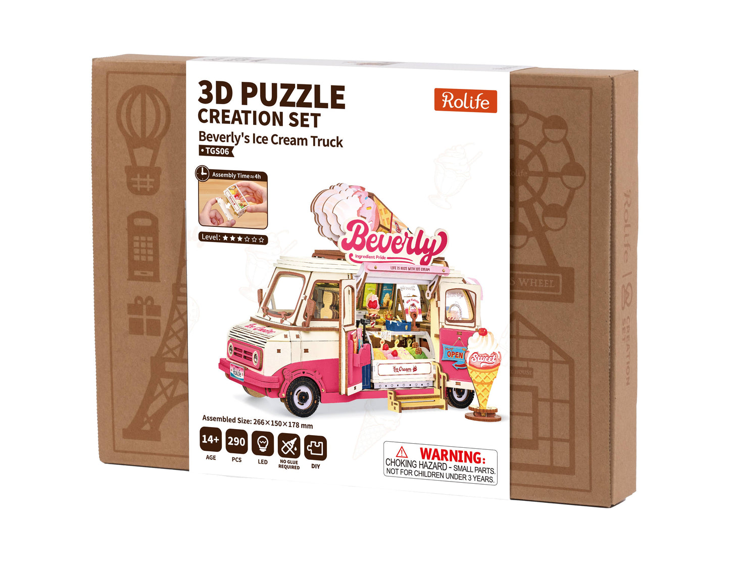 TGS06 Beverly's Ice Cream Truck Rolife 3D Wooden Puzzle