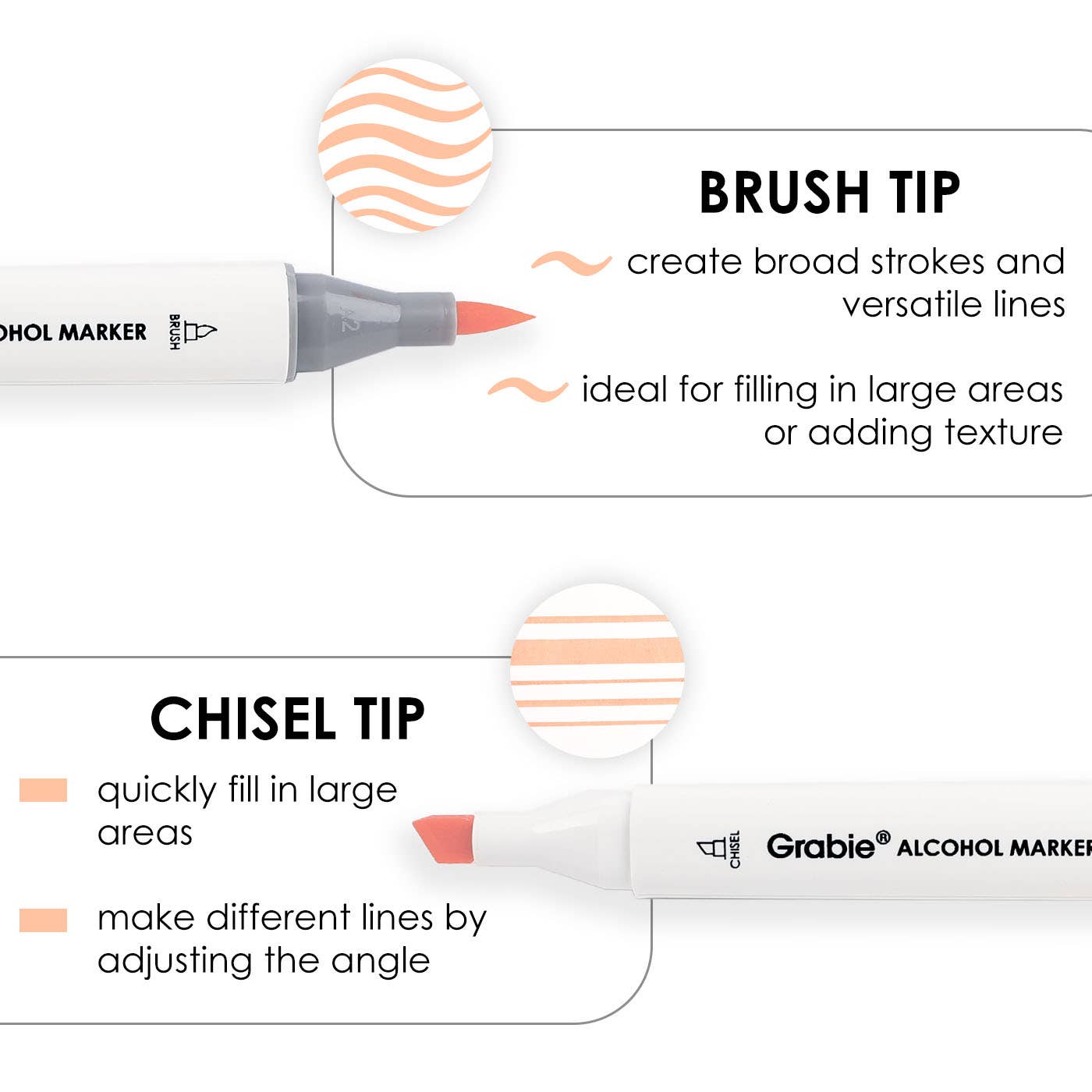 Dual-Tip Skin Tone Alcohol-Based Marker Set of 36