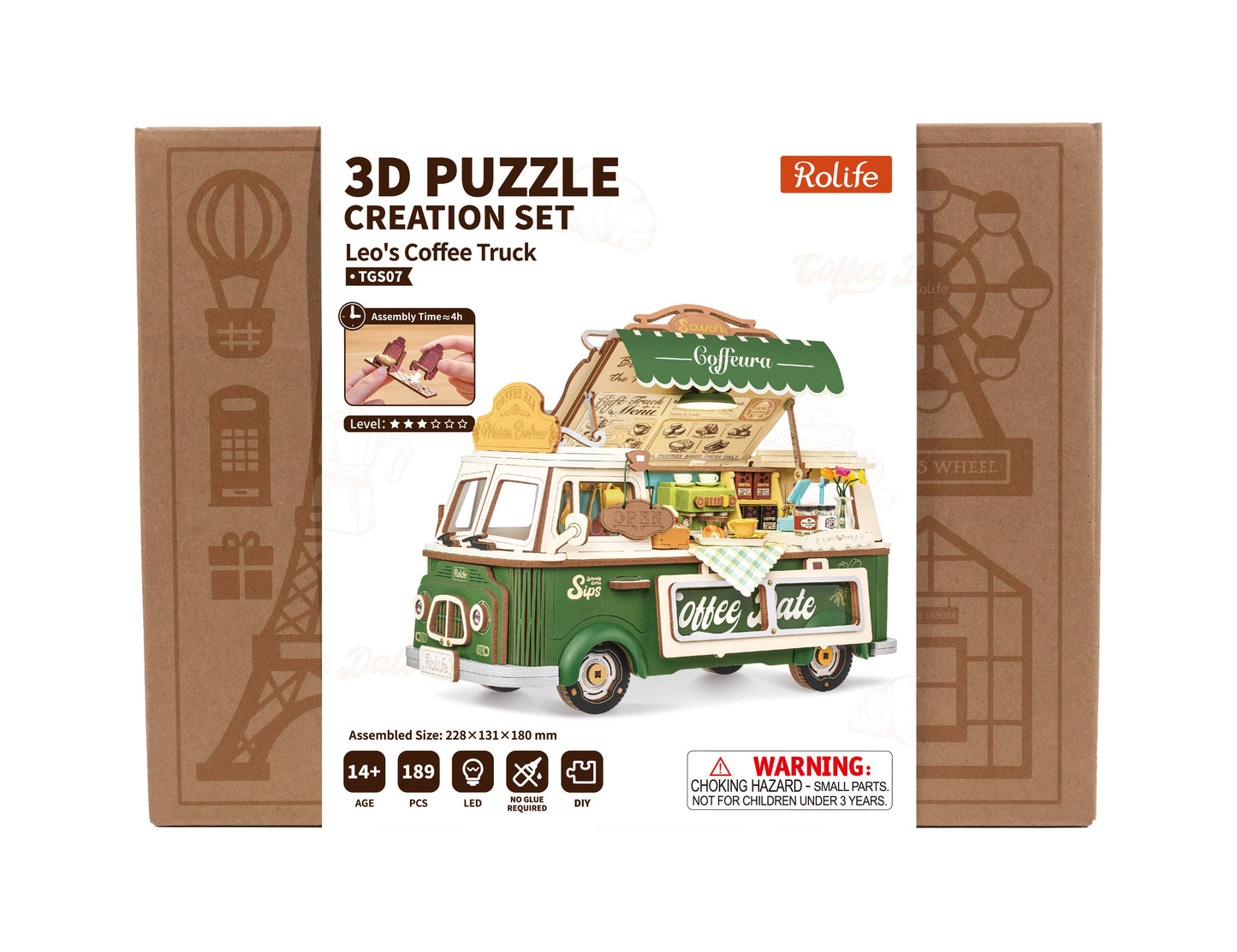 TGS07 Leo's Coffee Truck Rolife 3D Wooden Puzzle