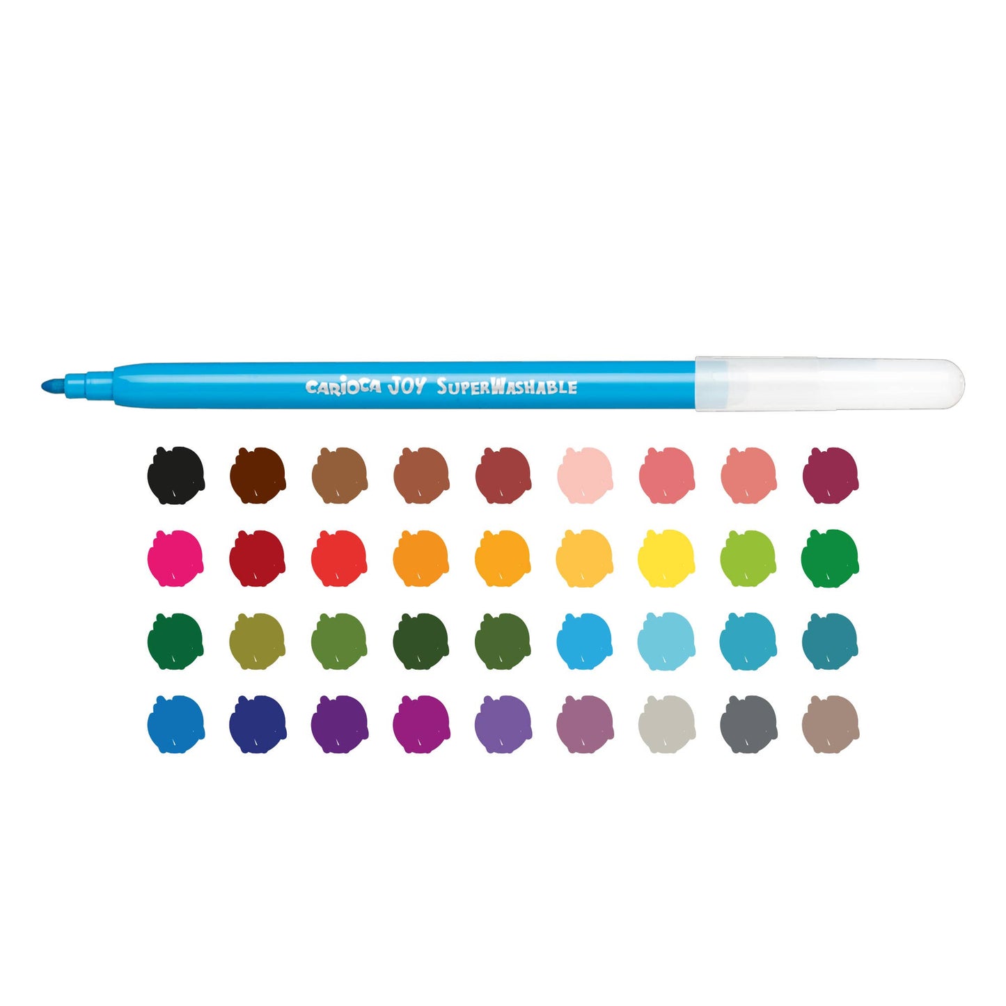 Carioca Joy Fine Tip Washable Markers, Hard Box, 60 pcs