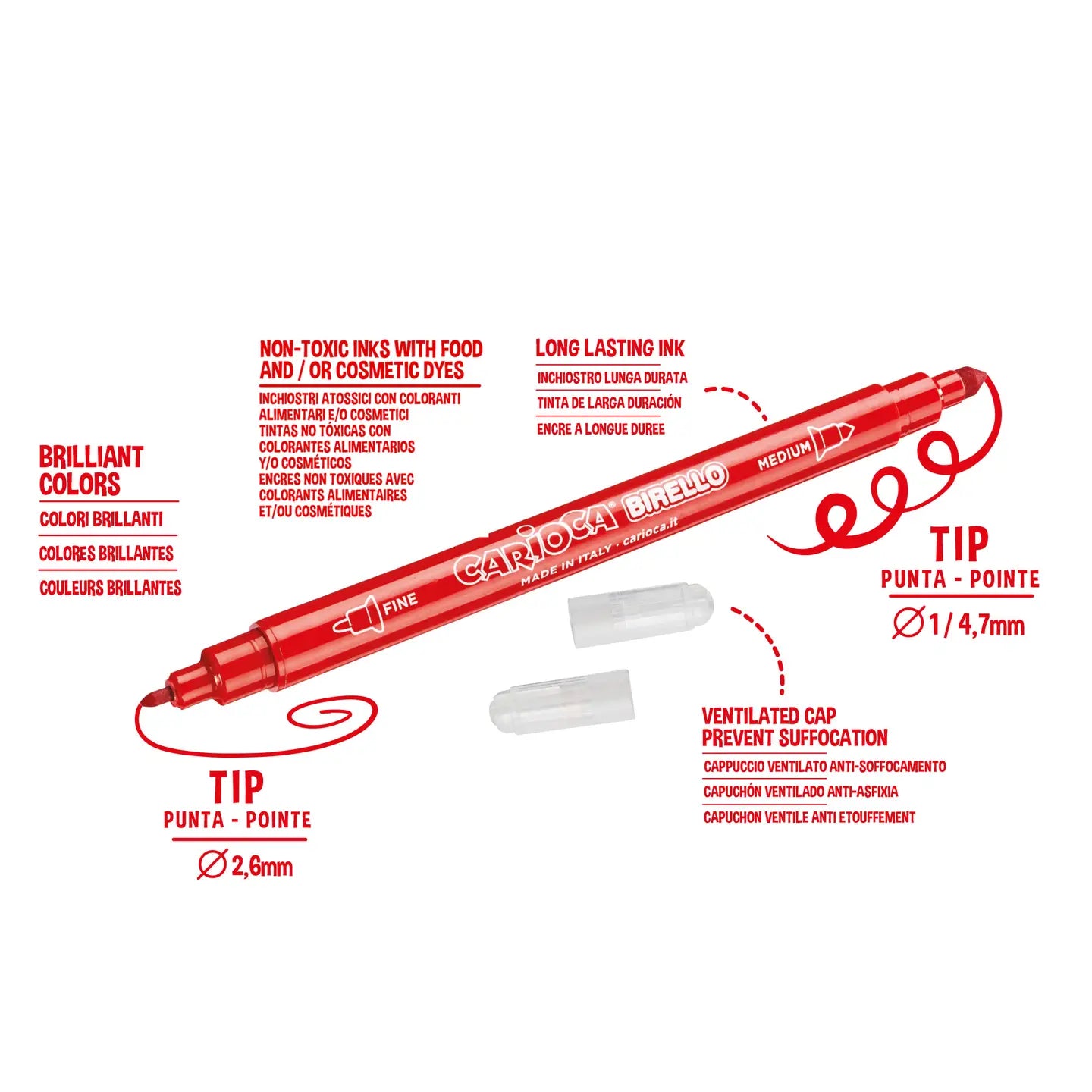 Carioca Birello Superwashable Double Tip Felt Pen 30Pc Set