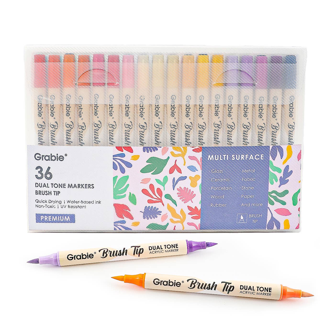 Dual Tone Brush Tip Acrylic Paint Marker Set of 36