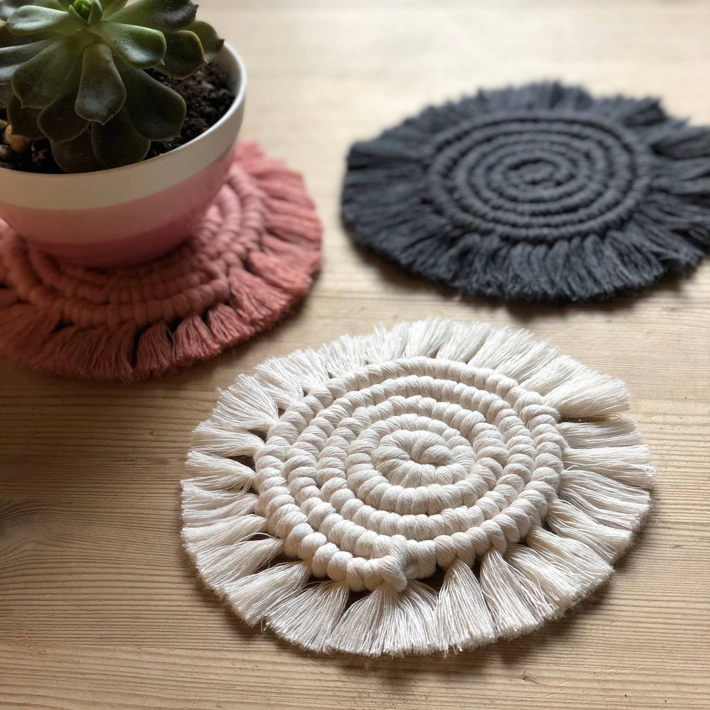 Macrame Kit Coasters - Yellow