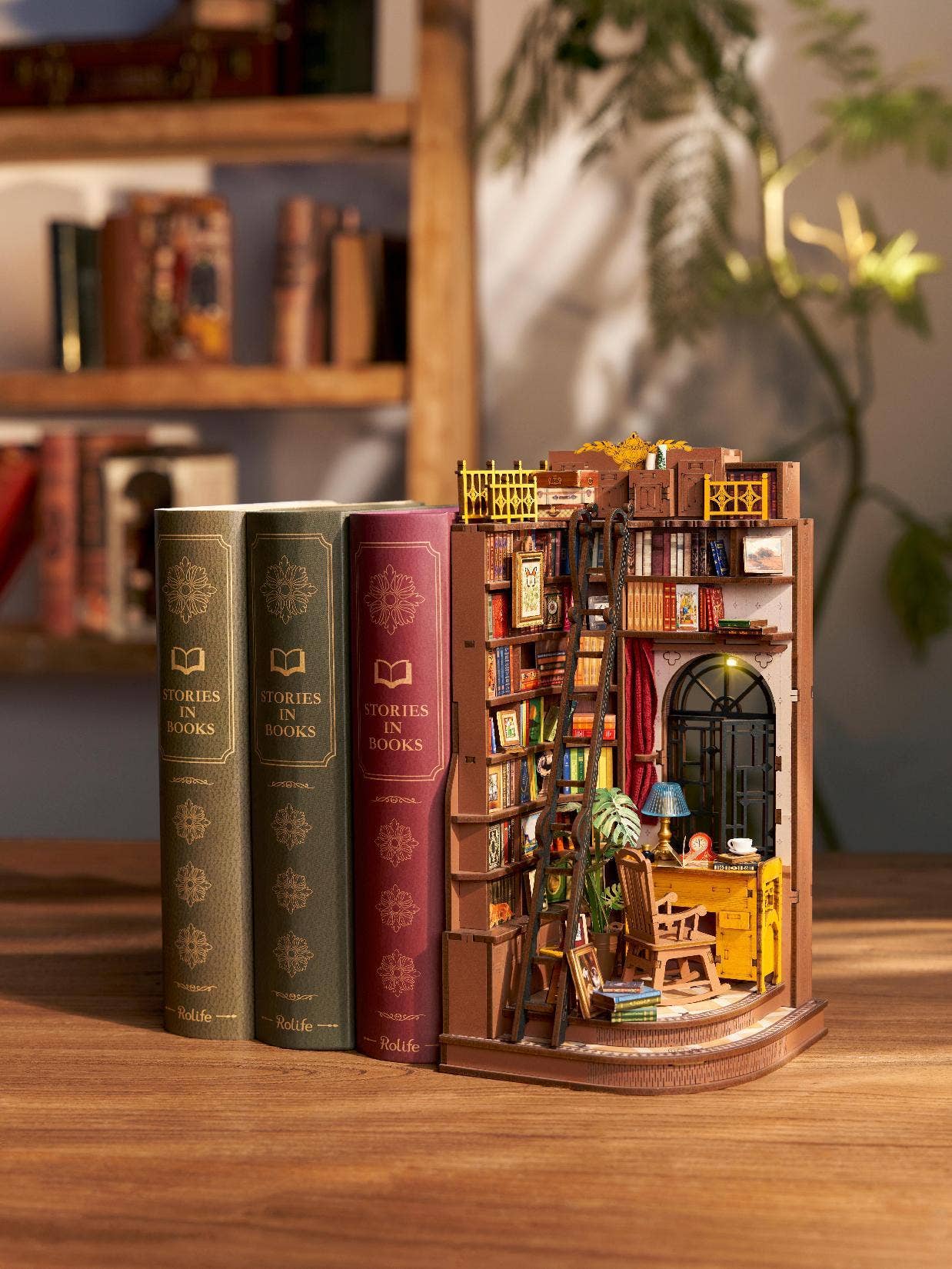 TGE02 Rolife Silent Corner Study DIY Book Nook Shelf Insert