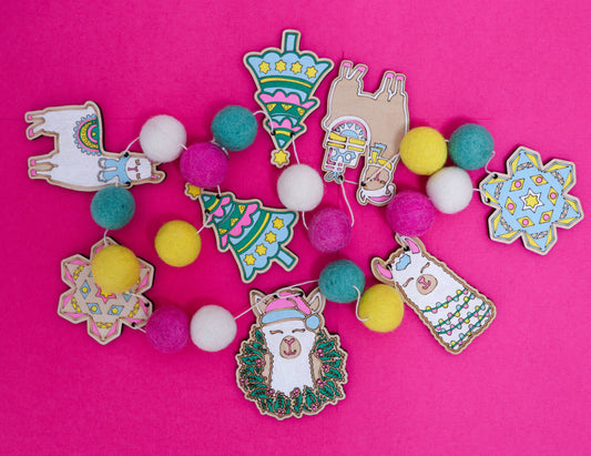 DIY Holiday Craft Kit -  FA-LA-LLAMA Garland