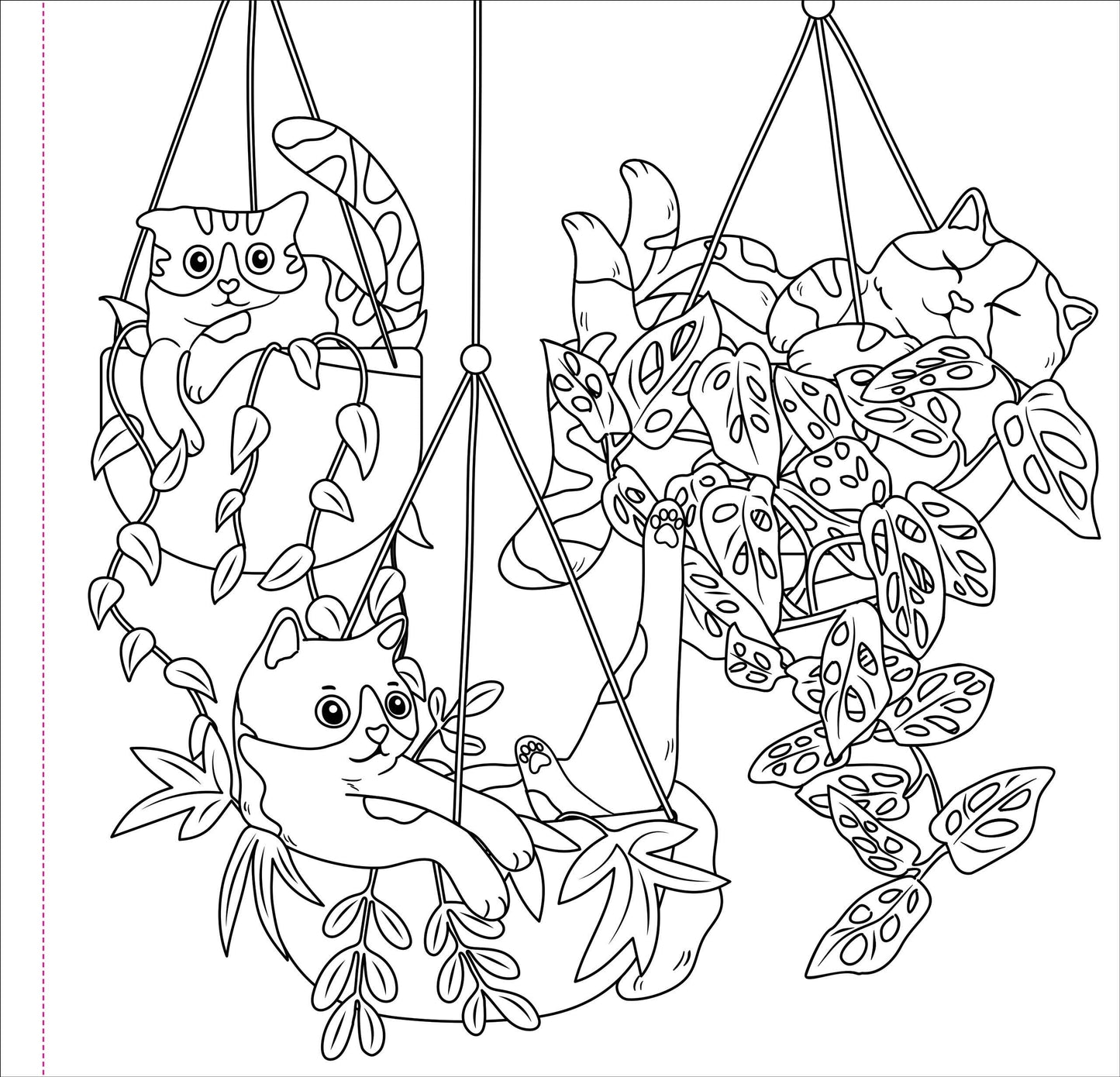 Cute and Curious Cats Adult Coloring Book
