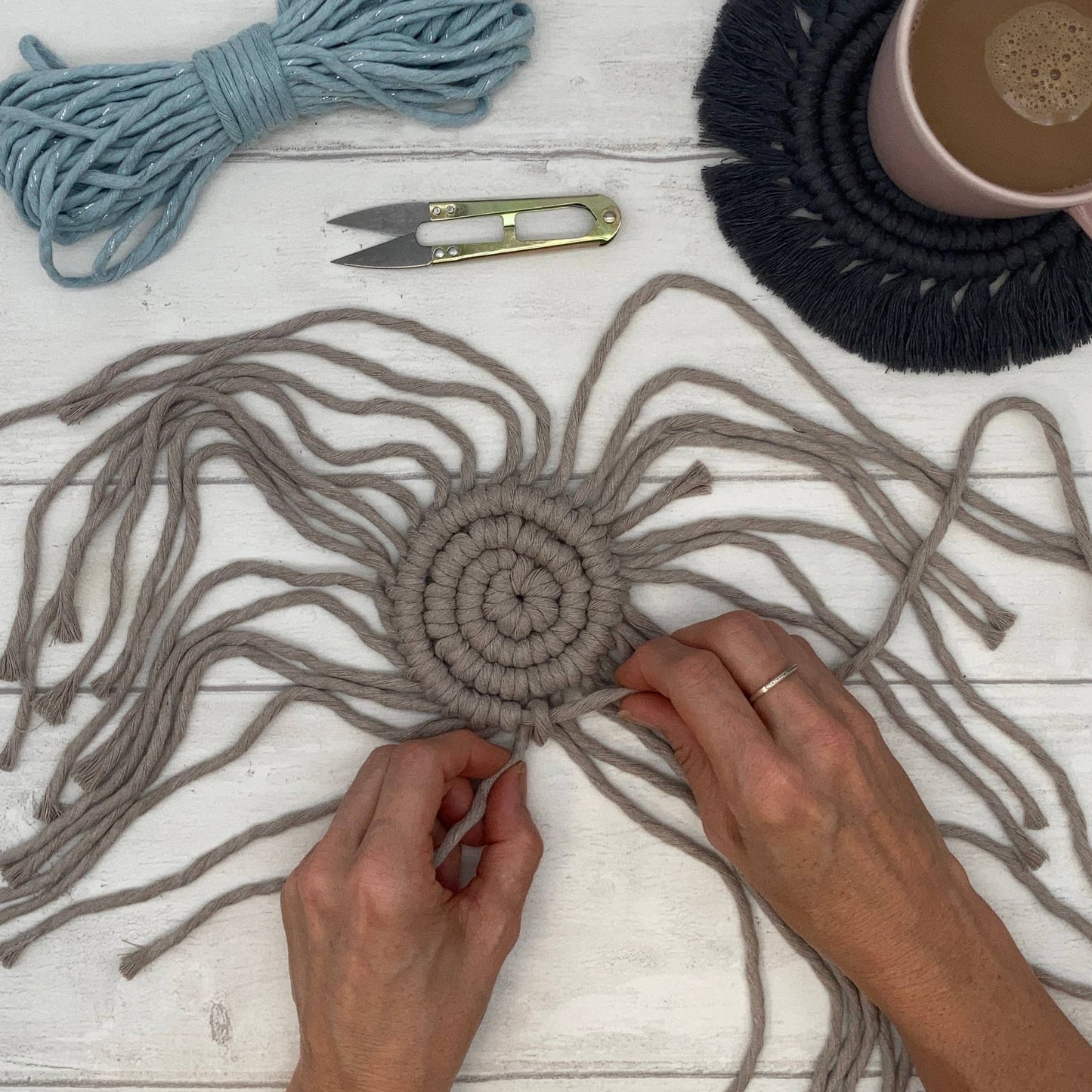 Macrame Kit Coasters - Blue