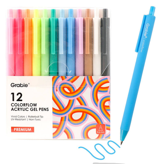 Retractable Colorflow Acrylic Gel Pen Set of 12