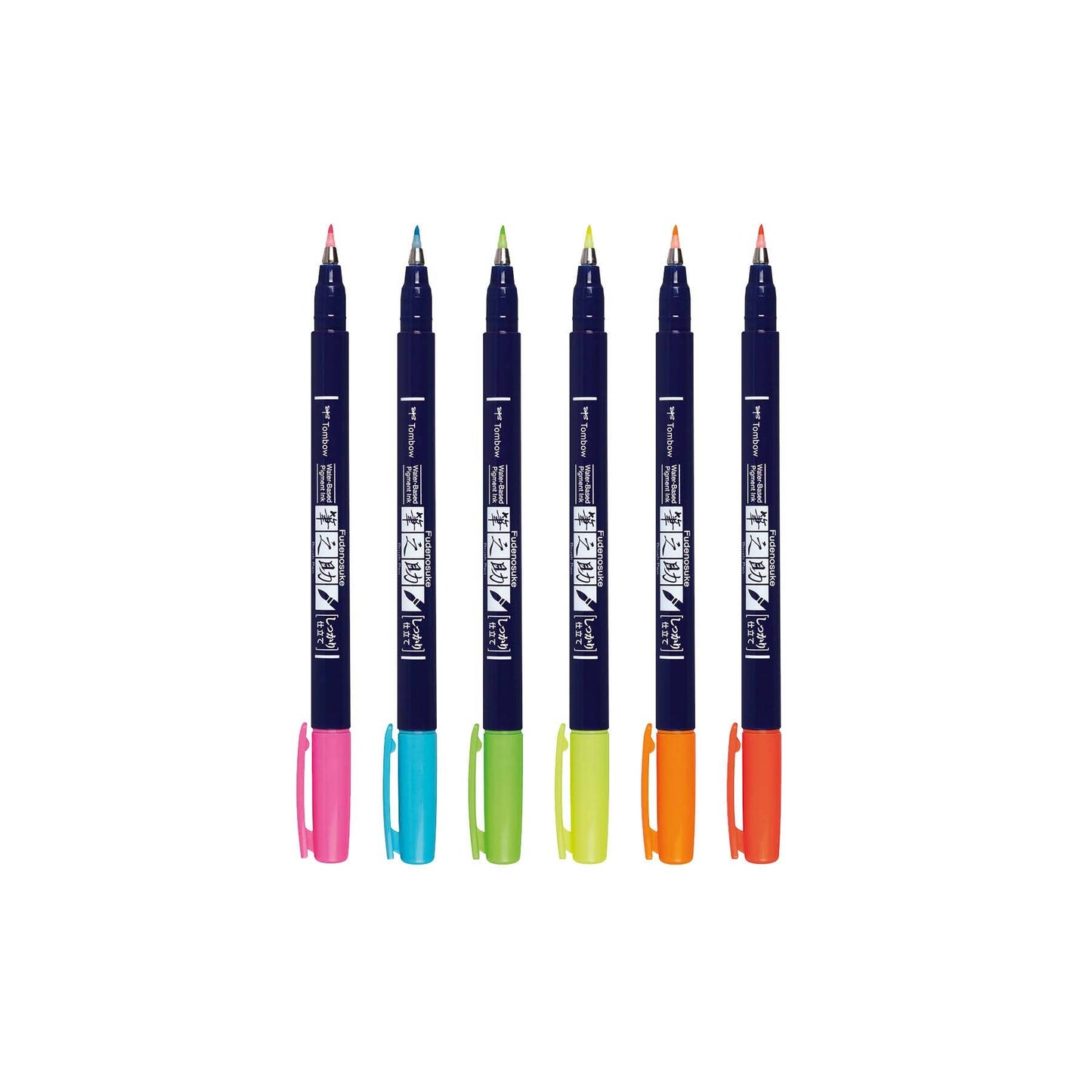 Fudenosuke Neon Calligraphy Brush Pens - 6-Pack