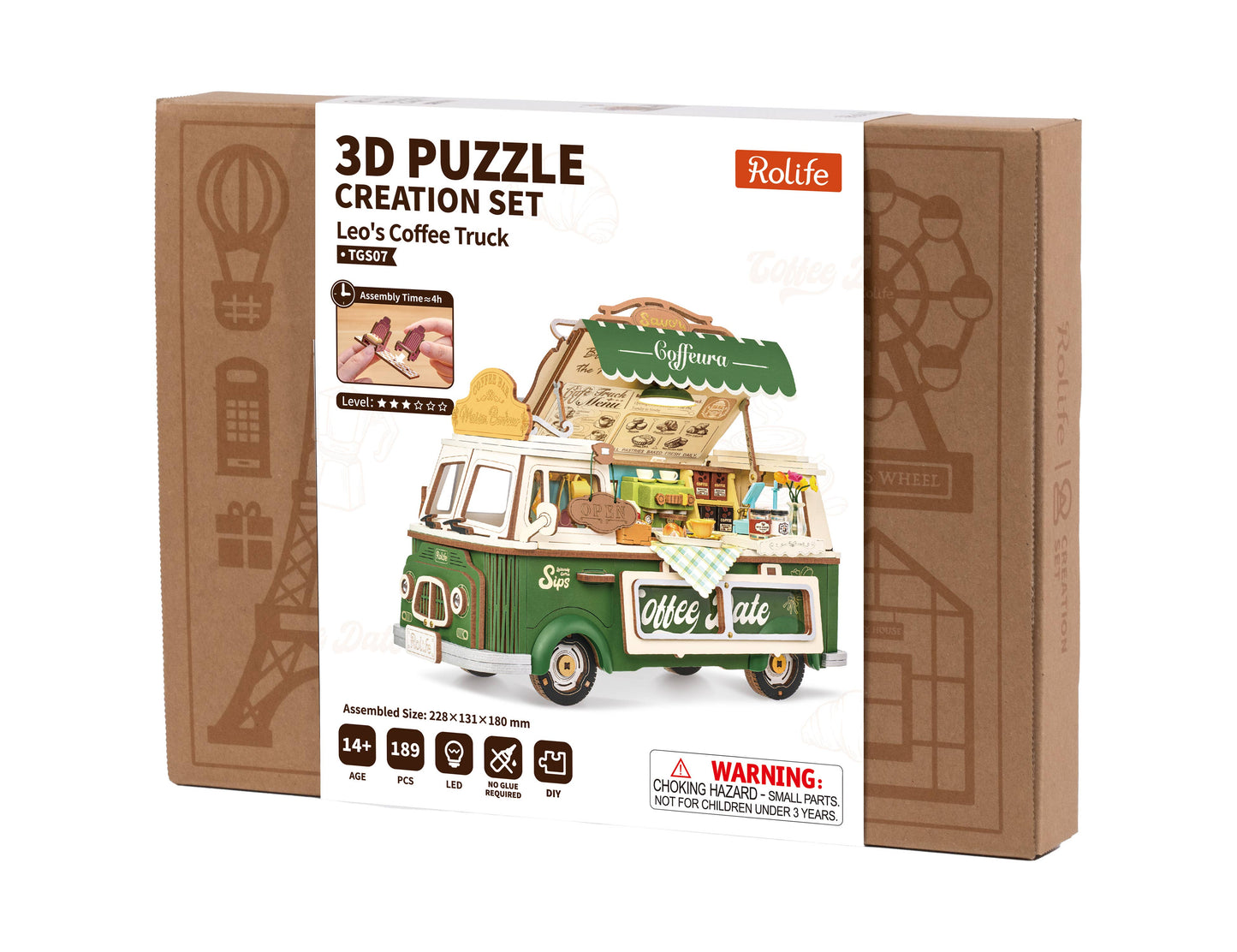 TGS07 Leo's Coffee Truck Rolife 3D Wooden Puzzle