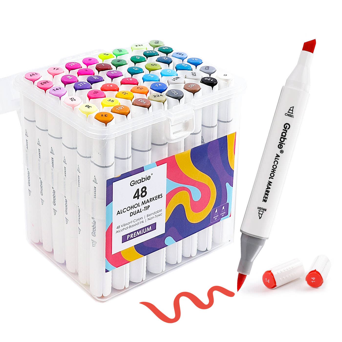 Dual-Tip Alcohol-Based Marker Set Of 48 With Coloring Book