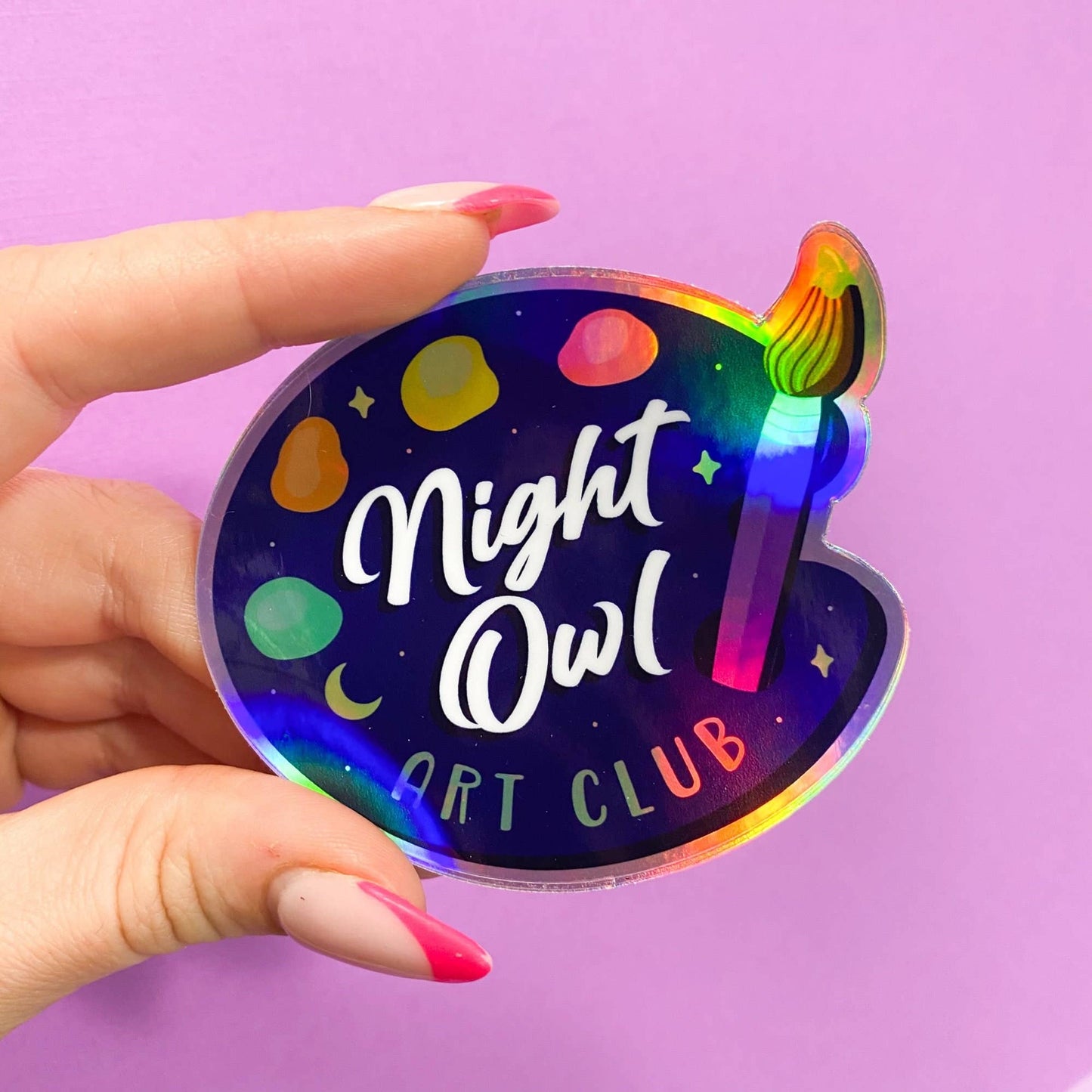 Night Owl Art Club Sticker Holographic | Artist Decal