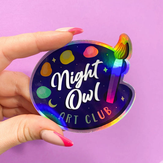 Night Owl Art Club Sticker Holographic | Artist Decal