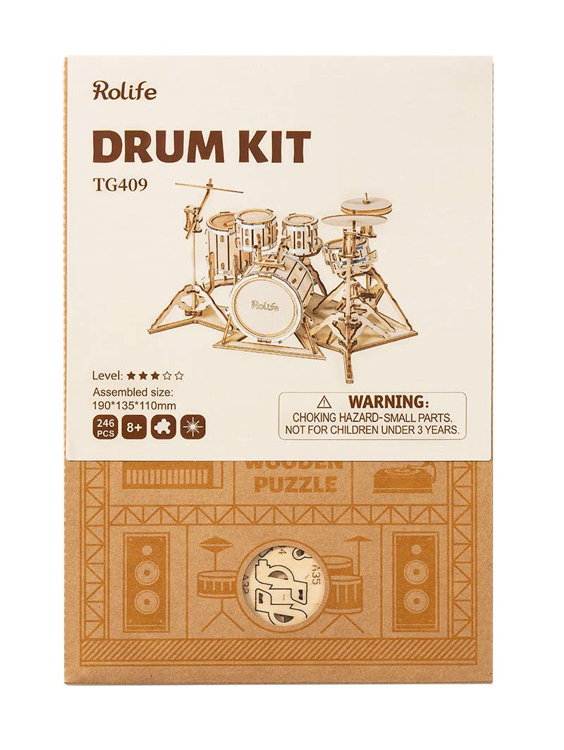 TG409 Rolife Drum Kit 3D DIY Wooden Puzzle